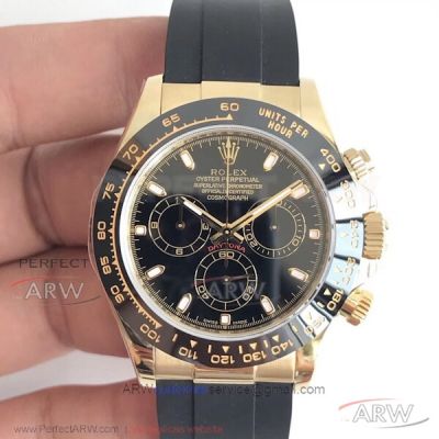 AR Factory 904L Rolex Cosmograph Daytona 40mm CAL.4130 Watches -Yellow Gold Case,Black Dial